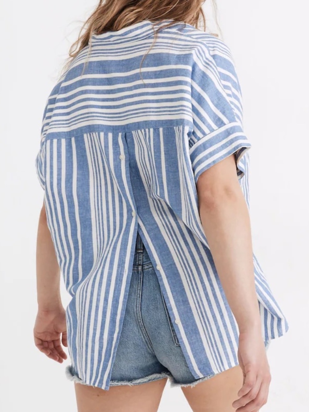 Madewell Courier Button-Back Shirt in Hinsdale Stripe Size S